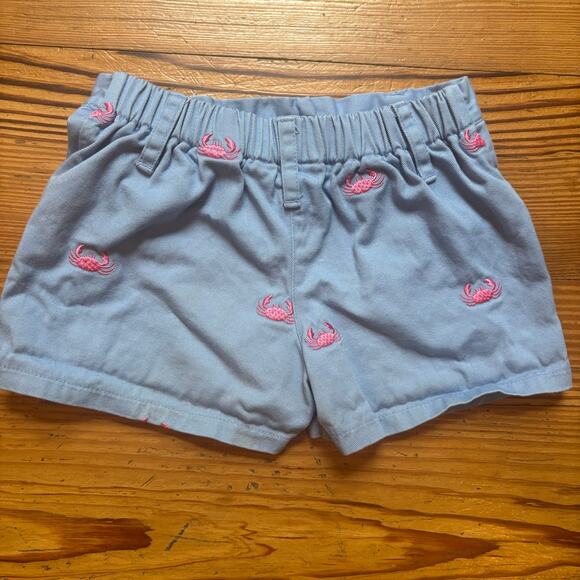 Pink light blue pink crab embroidered elastic waistband toddler shorts SIZE 3T - Picture 4 of 4